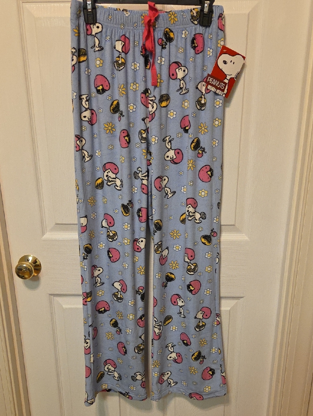 Peanuts Light Blue Snoopy Pajama Pants with Pink & Yellow Accents
